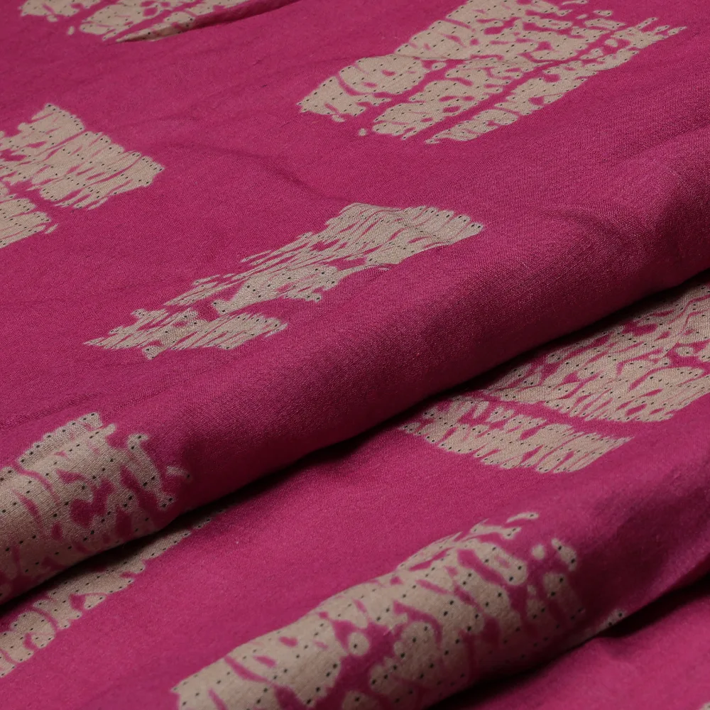 Tussar Munga Plain - Block Print